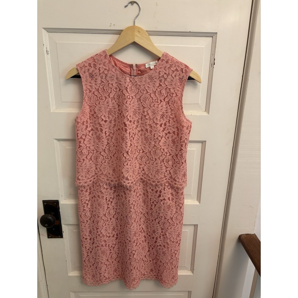 Shoshanna Women's Pink Lace Layered Sleeveless Sheath Dress Size 4